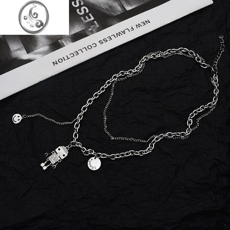 JiMi新款可动机器人项链男女情侣潮ins嘻哈百搭锁骨链卫衣配饰毛衣链图片