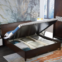 A家家具 床 现代中式双人床单人床实木框床架子床高箱储物春晓系列木质G001 1.8米高箱床+床垫+床头柜