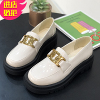 金三志厚底松糕英伦风小皮鞋女2021年春款金属扣单鞋粗跟一脚蹬乐福鞋女休闲鞋