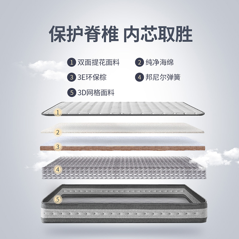 掌上明珠20cm椰棕弹簧床垫家经济型整网弹簧棕垫 深睡高清大图