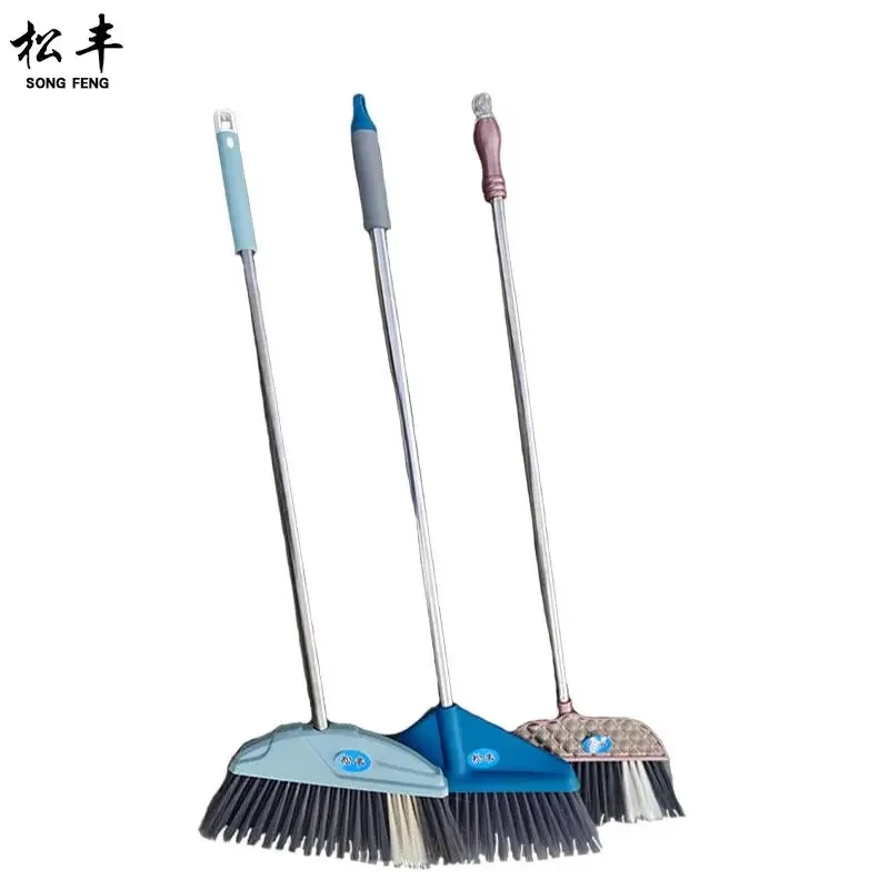 松丰(SONG FENG)加大不锈钢杆软毛塑料扫把扫水塑料扫帚塑料笤帚90cmX32cm把高清大图