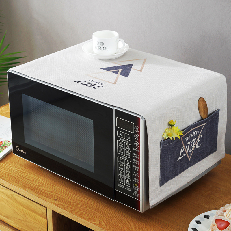 床头柜盖巾棉麻布艺盖布防水防油罩通用烤箱罩防尘罩微波炉罩 HJYH-02 防水.微波炉.烤箱【100*35cm】