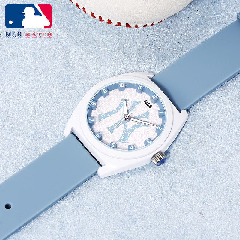 美职棒(MLB)简约百搭时尚潮流石英手表 蓝色 MLB-NY23042-WP5
