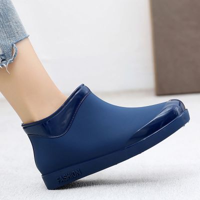 新款女士短筒雨鞋韩版时尚百搭雨靴女低帮防滑防水工作鞋厨房水鞋蓝色