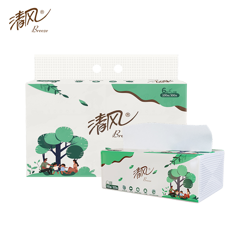 清风 阖家系列 3层100抽纸巾 6包*1提