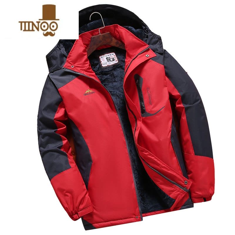 YANXU防水冲锋衣男加绒加厚冬季保暖棉服爸爸男装棉袄外套中老年棉衣男图片