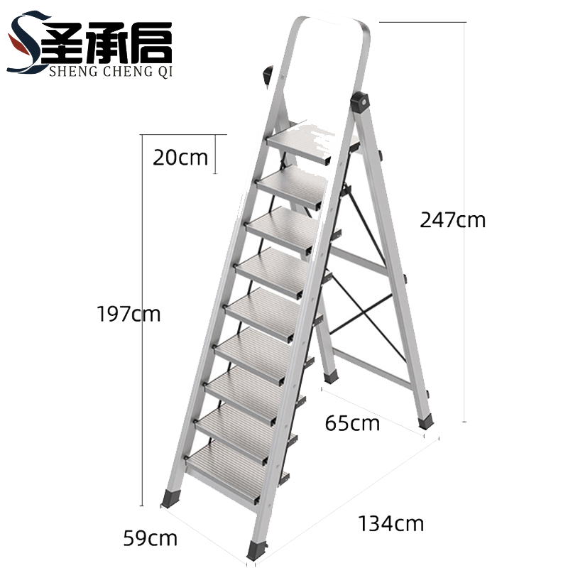 圣承启 铝合金人字梯 九步个高清大图