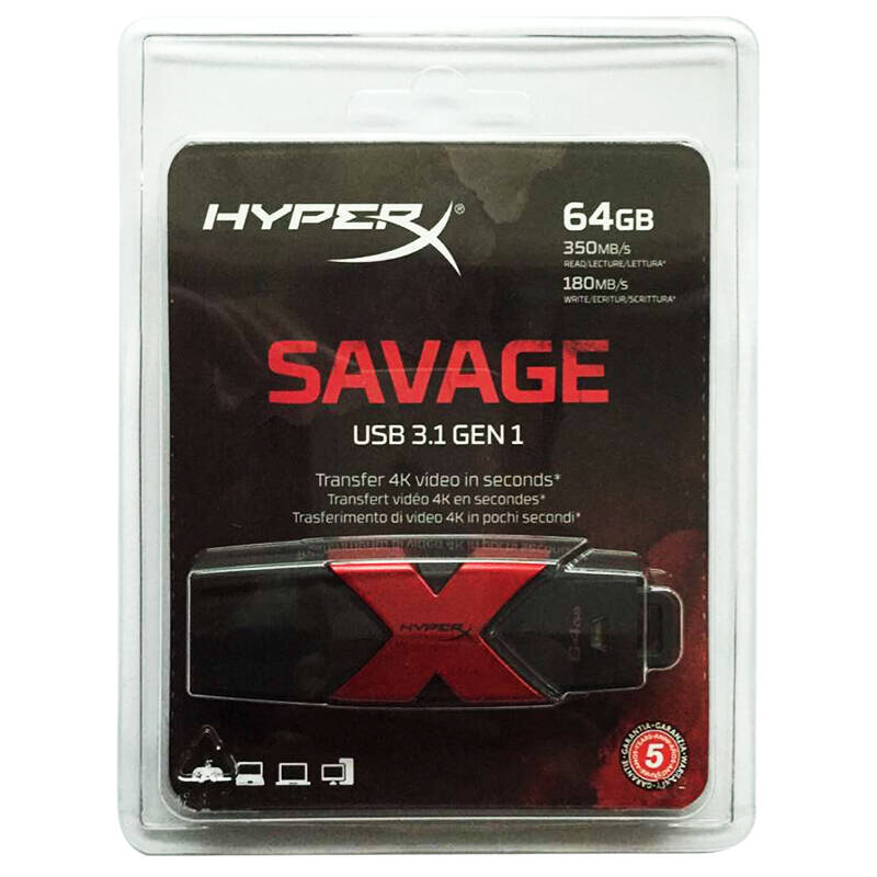 金士顿(Kingston)64GB U盘 HXS3 读350MB/s写180MB/s USB3.1高速闪存盘