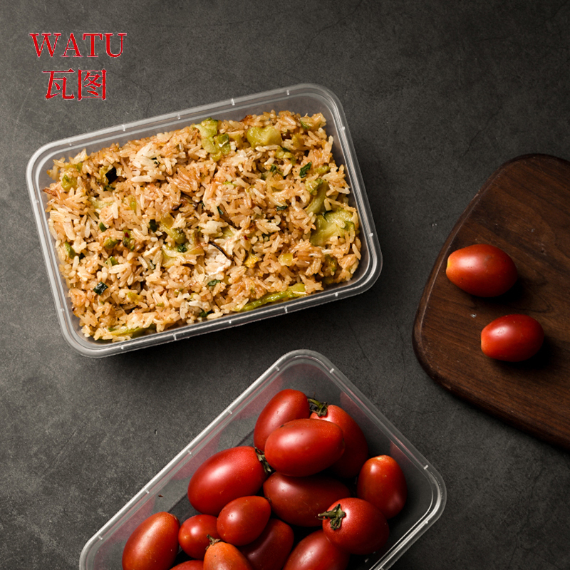 瓦图 一次性饭盒快餐外卖打包盒PP塑料餐盒方形1000ml 300个装高清大图