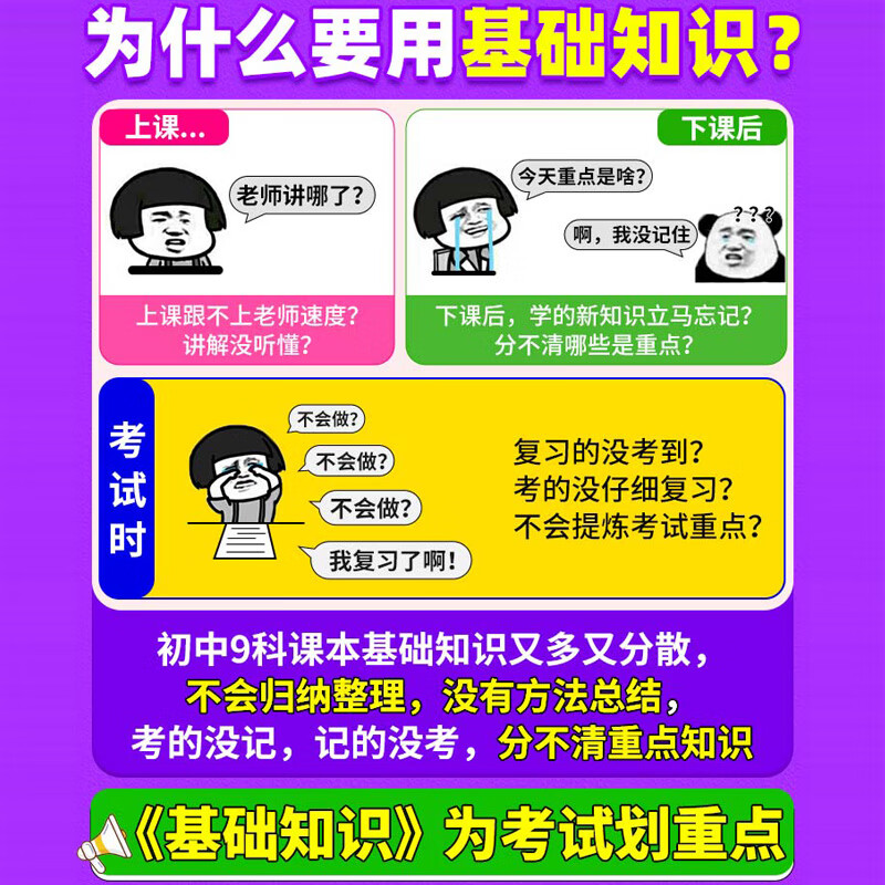 2023初中基础知识与中考创新题七八九年级语文数学英语生物地理物理化学政治历史初一 [3本]语文+数学+英语 初中通用高清大图