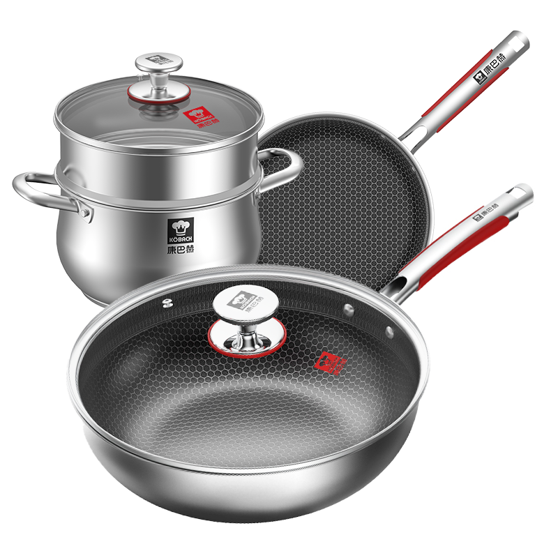 康巴赫(KBH)康巴赫旗舰款煎锅+炒锅+汤锅三件套
