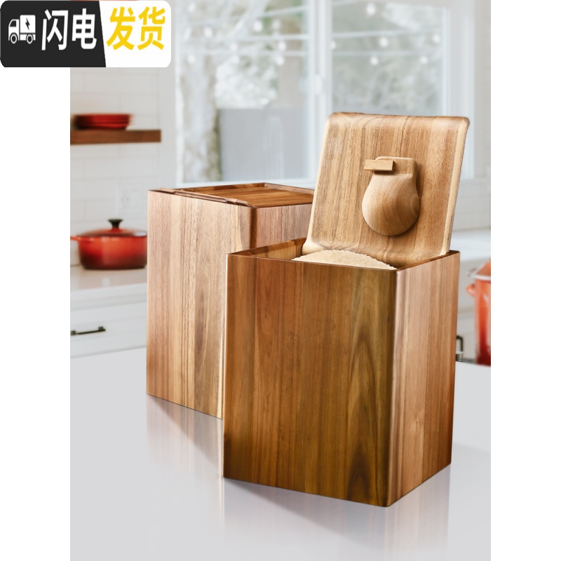 三维工匠实木装米桶家用20斤米缸家用密封桶储米箱10斤防潮防虫米面收纳箱收纳桶高清大图
