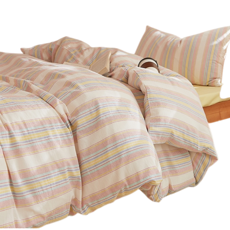 铭思沃床笠 四件套200*220*30cm 黄蓝 套高清大图