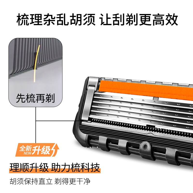 吉列引力盒锋隐致顺剃须刀男士手动刮胡刀 1刀架5刀头+磁吸底座高清大图