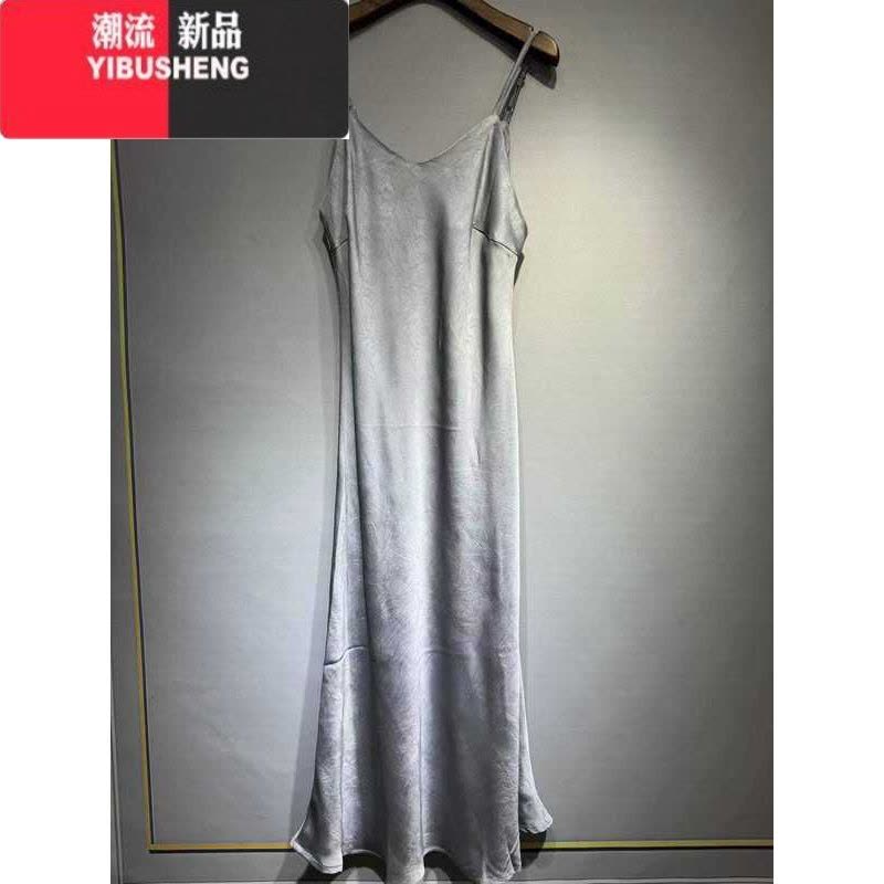 YIBUSHENG打底吊带连衣裙女式背心裙2024年季新款醋酸缎面长裙女装图片