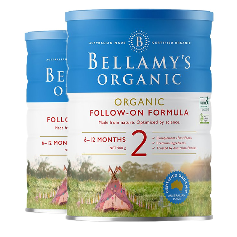 3罐装-海外直邮-原装进口澳洲贝拉米Bellamys 婴幼儿牛奶奶粉2段(6-12个月)900g高清大图