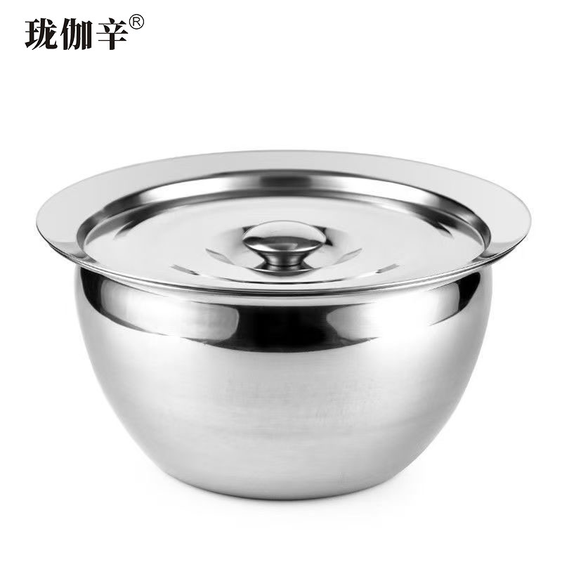 珑伽辛 不锈钢加厚带盖油鼓油盆 10英寸/个高清大图
