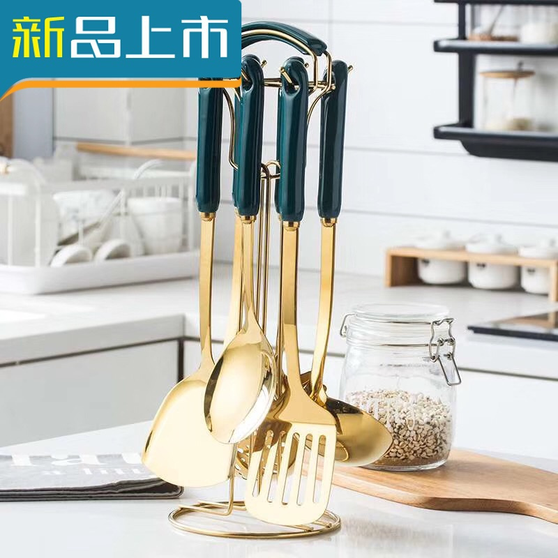 好养道 Haoyangdao 厨房小工具8888 Haoyangdao北欧轻奢风厨具祖母绿陶瓷防烫手柄厨房全套铲勺炒菜勺子锅铲套装祖母绿土豪金 七件套套装 价格图片品牌报价 苏宁易购值得厨具专营店