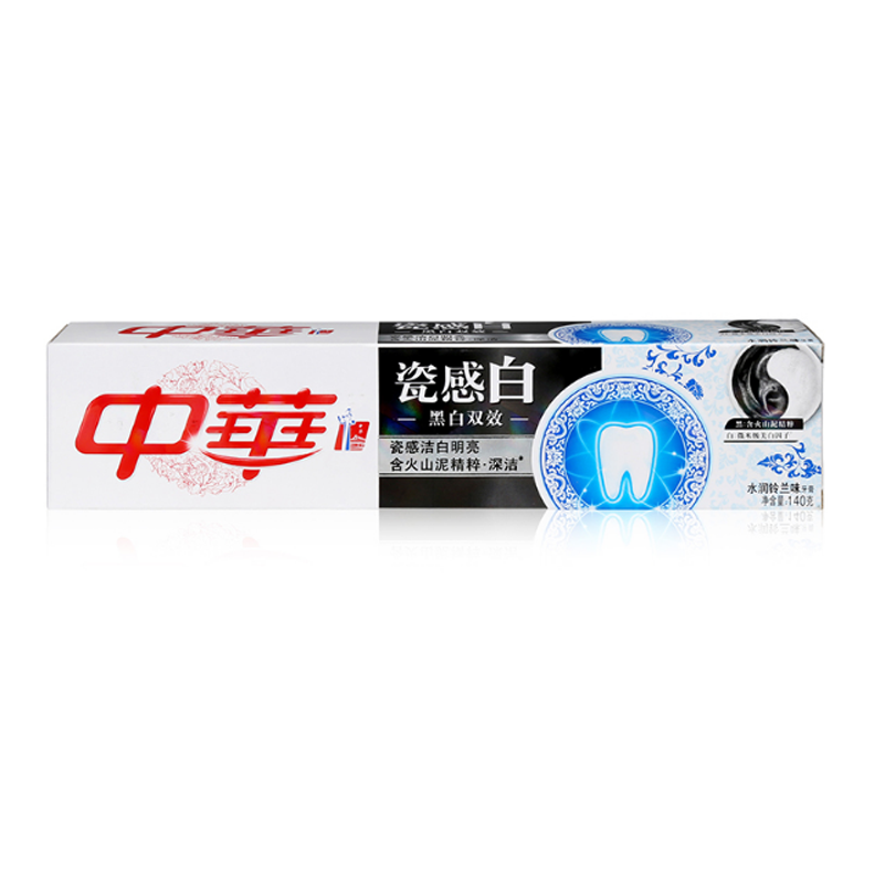 中华 (Zhong Hua) 瓷感白牙膏 黑白双效140g高清大图