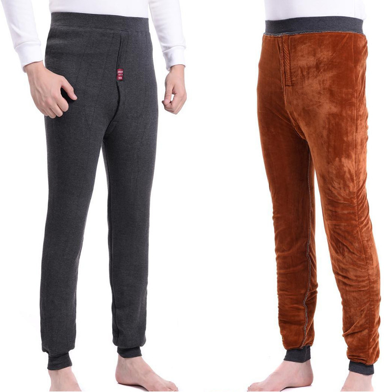 秋冬男士保暖裤中老年加绒男高腰宽松厚棉裤