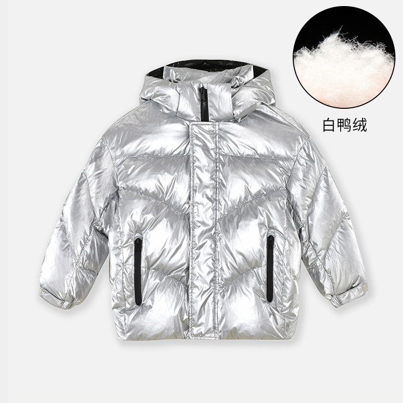 铅笔俱乐部2024秋冬新品女童羽绒服儿童保暖中长款外套大童厚上衣 110cm 银色