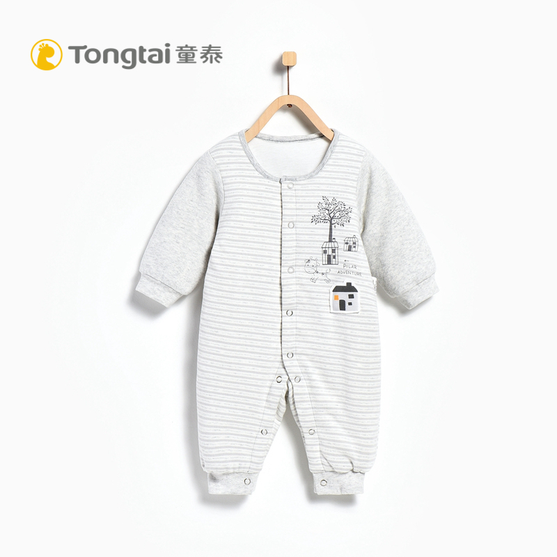 童泰TONGTAI冬季婴儿纯棉闭裆薄棉哈衣1-18月宝宝棉衣爬服婴幼儿通用73cm