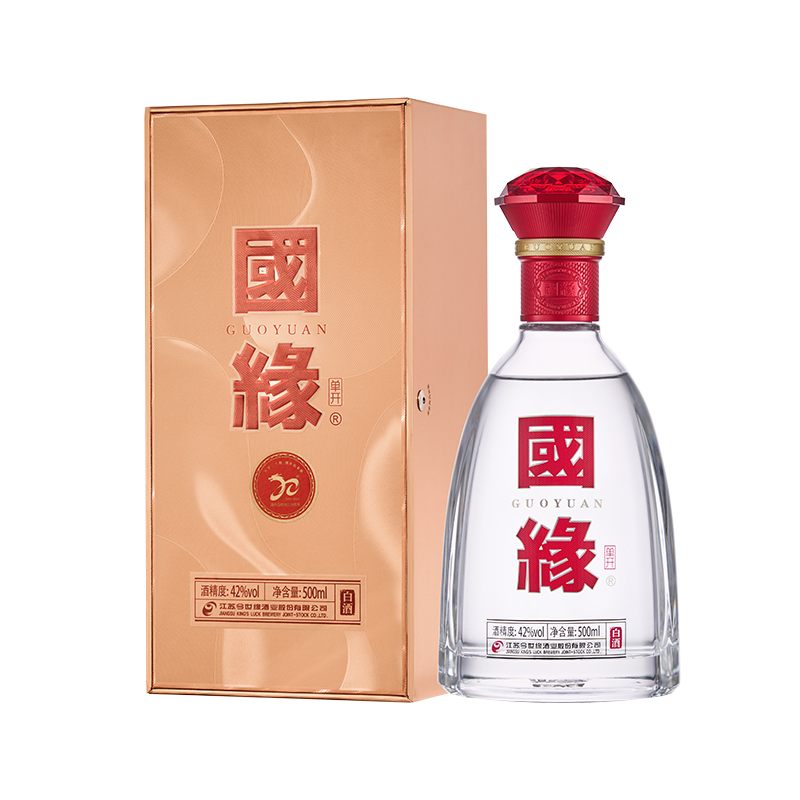 [42度单瓶]国缘单开 醇厚高档白酒浓香型纯粮食酿造宴席商务酒水今世缘瓶装500ml*1高清大图
