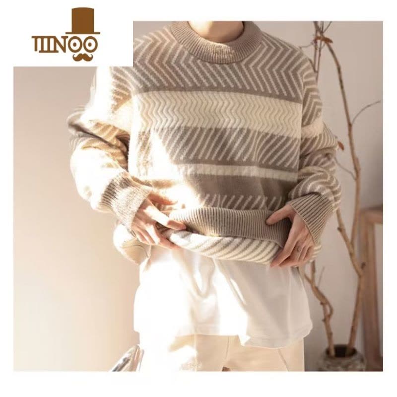 YANXU加厚毛衣男韩版潮流宽松日系针织衫冬季ins港风慵懒线衣外套图片