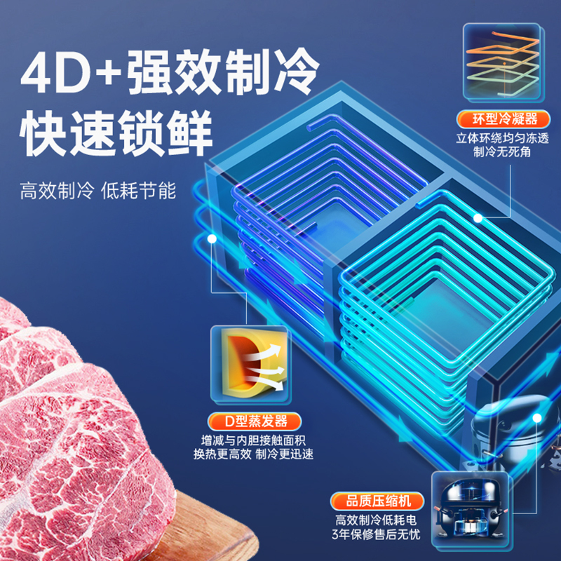 澳柯玛BCD-200CNE家用卧式双温双箱顶开冰柜冷冻冷藏冷柜冰箱