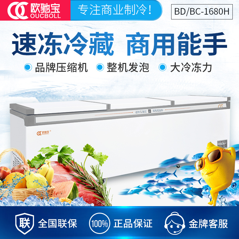 欧驰宝(OUCBOLL)专注商用 1368升大容量 冰柜 商用冷柜大冰柜 冷藏冷冻卧式冷柜 顶开门冷柜