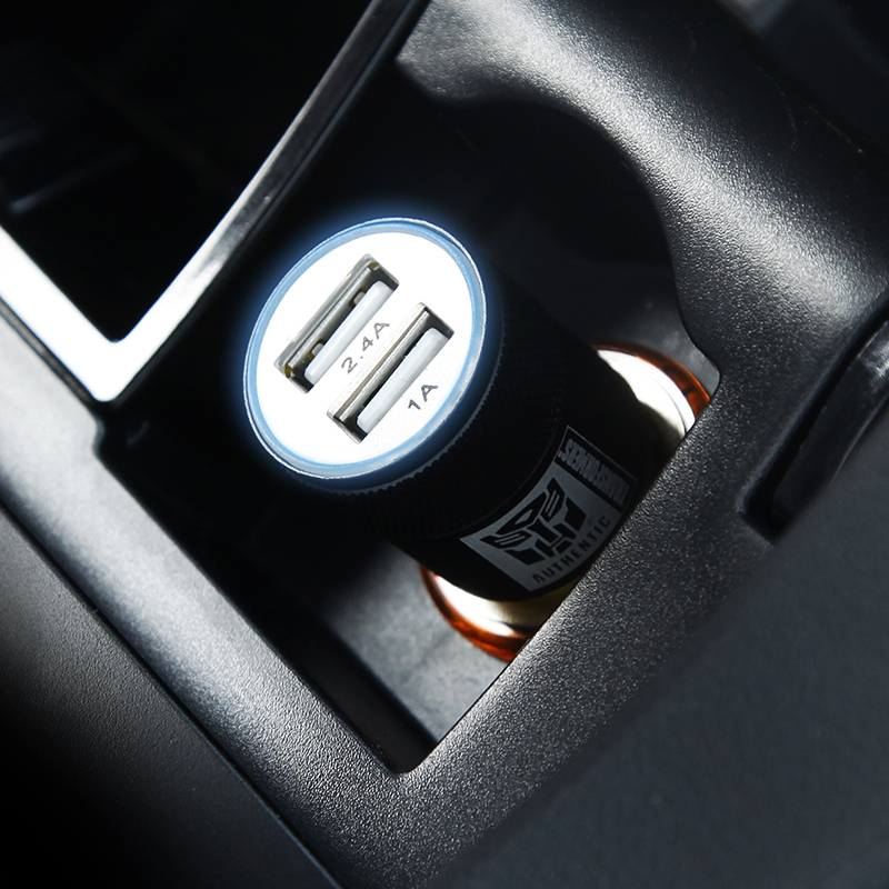 变形金刚车载充电器汽车点烟器一拖二双usb车充手机通用万能型