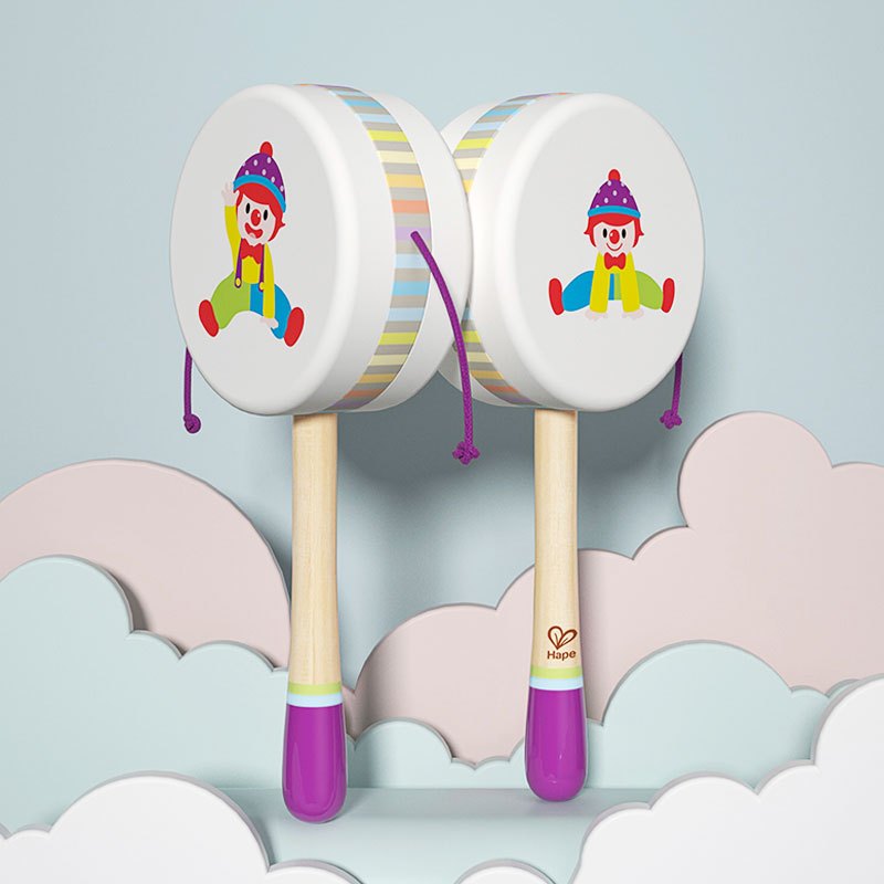Hape&金宝贝 悦动拨浪鼓10M-3岁宝宝婴幼儿玩具低分贝保护听力宝宝手摇铃早教益智礼盒装