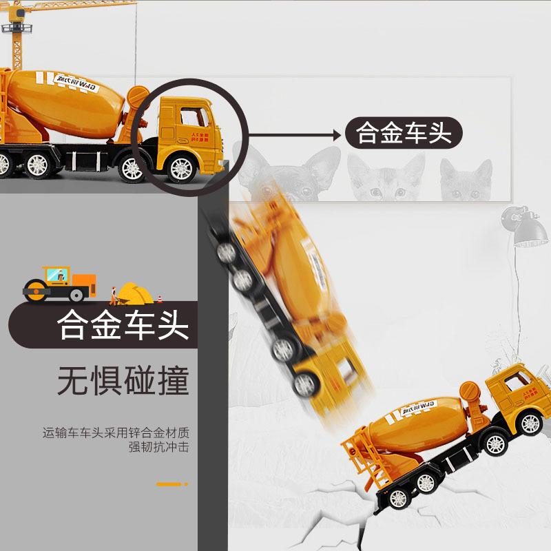 大号仿真儿童工程车玩具大吊车起重机挖掘机塔吊合金模型男孩套装 合金挖掘机+折叠吊车