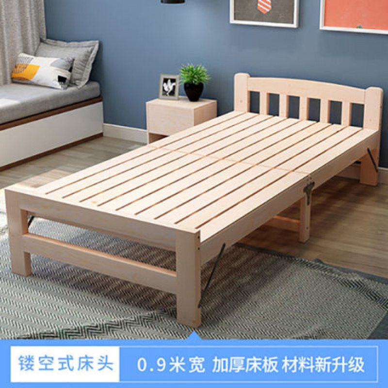 96米实木双人简易床儿童午休床板式木板床小床定制 镂空式床头0.