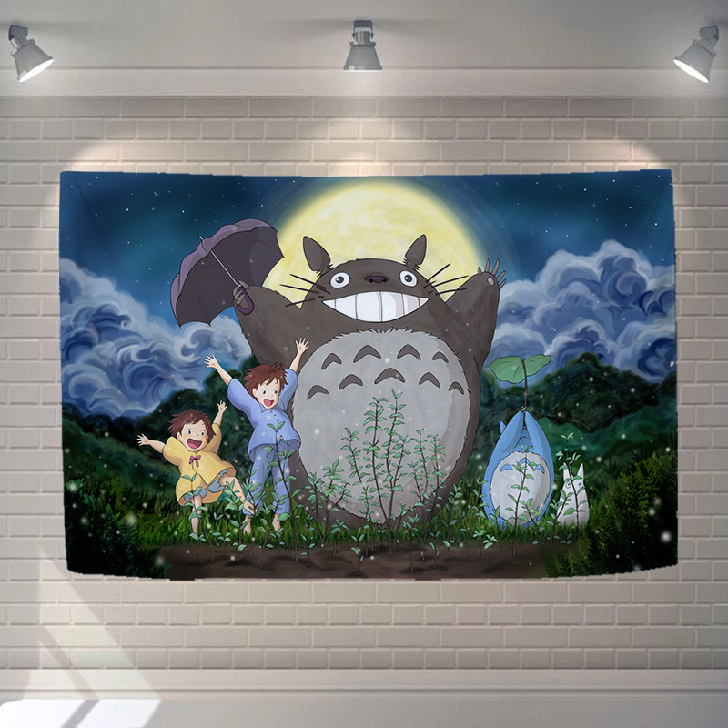 美帮汇来图定制崎骏龙猫背景布挂布少女床头宿舍装饰布置背景墙布挂毯高清大图