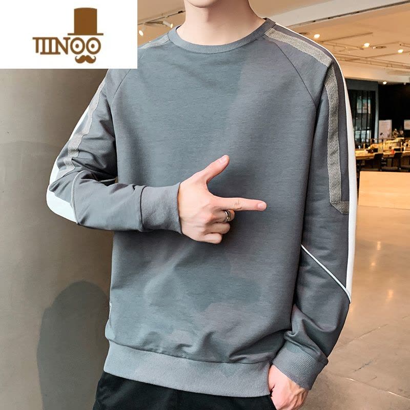 YANXU长袖T恤男秋装2023新款圆领卫衣潮牌打底衫男士上衣服图片