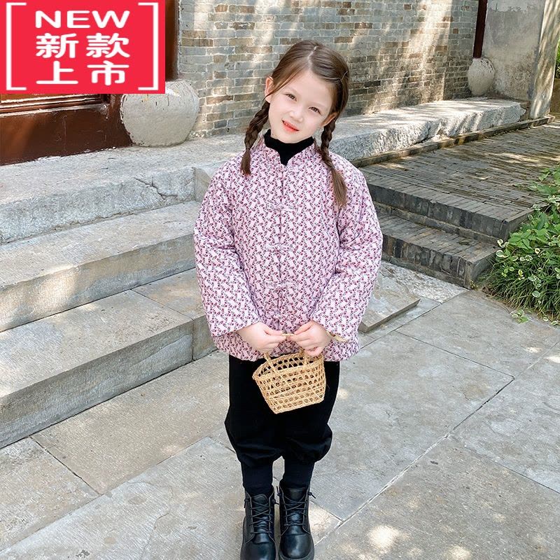 可莉允儿童手工棉花棉袄女童冬季加厚保暖防寒中国风唐装改良宝宝拜年服棉服图片