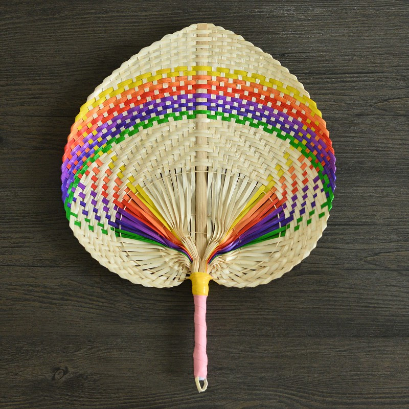 越南纯手工编织竹扇子大蒲扇轻巧风大手摇扇宝宝扇风古典传统 三维工匠 天蓝色手胶竹扇