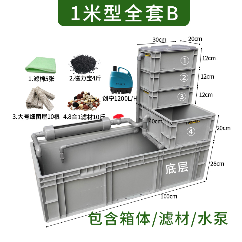 龟箱乌龟缸周转箱沼泽过滤箱水道生态缸内循环净水鱼龟混养滴流盒