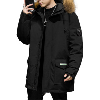 花花公子羽绒服男中长款潮流帅气毛领派克服2020新款男士外套冬装