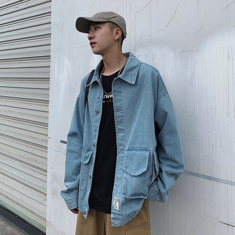 梵克公牛春季夹克男港风复古牛仔衣宽松休闲百搭帅气工装学生外套视频