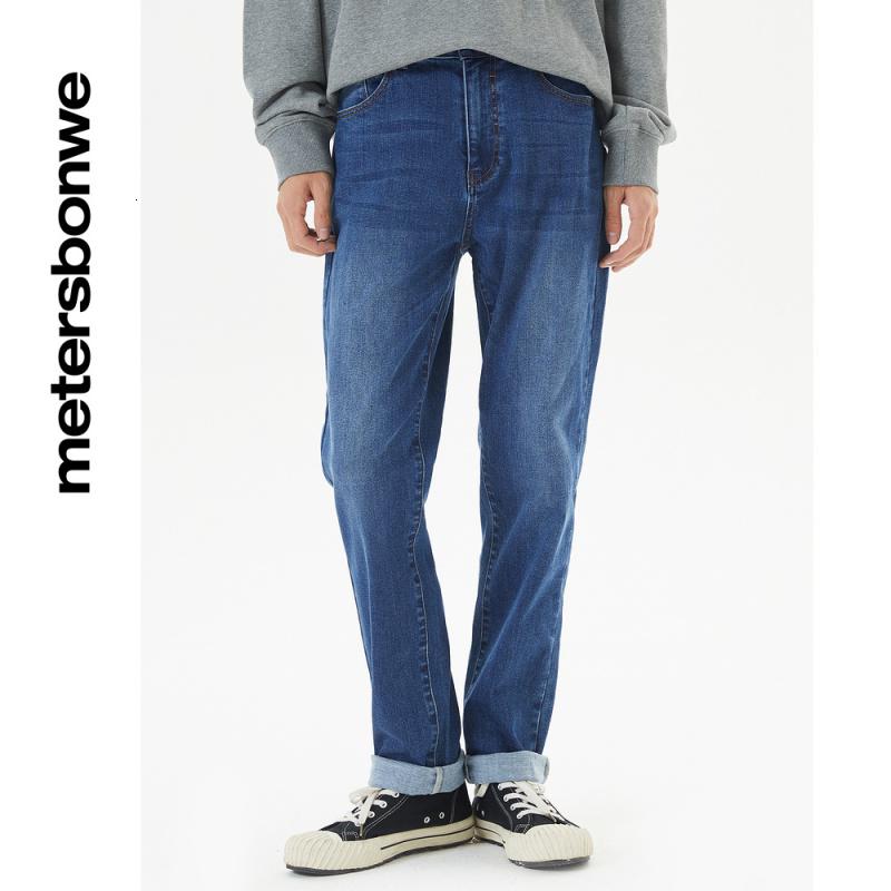 牛仔裤男2022秋季新款抓绒休闲裤宽松直筒裤男士黑色长裤_376 XL:180/86A 牛仔中蓝