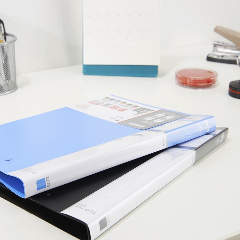 晨光(M&G) ADM95089 文件夹长押+板夹新锐派A4蓝 4个装高清大图