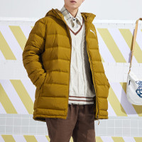 彪马（PUMA）羽绒服男装新款简约保暖防寒休闲服户外防风外套连帽羽绒服 586371-61 ZP S 586371-61/黄色