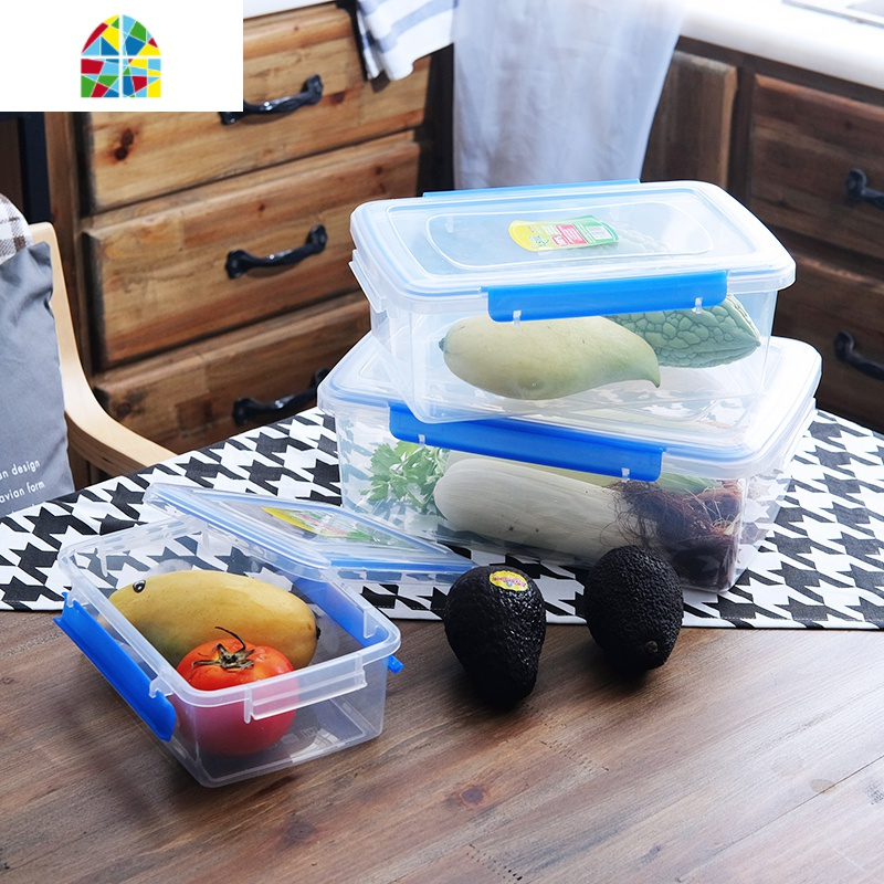 熙厨酒店用塑料长方形保鲜盒套装冰箱收纳微波炉饭盒密封盒食品盒feng