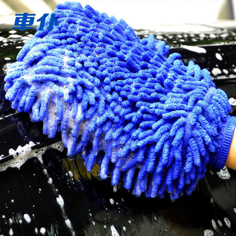 车仆多功能雪尼尔单面汽车洗车毛绒手套不伤漆擦车清洗专用工具