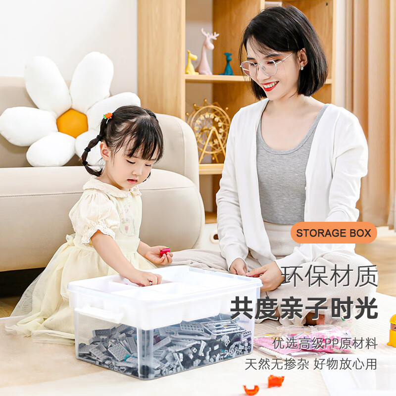 禧天龙(Citylong) X-6012禧格分层收纳箱2个装(透明白)儿童毛绒玩具收纳箱30L高清大图