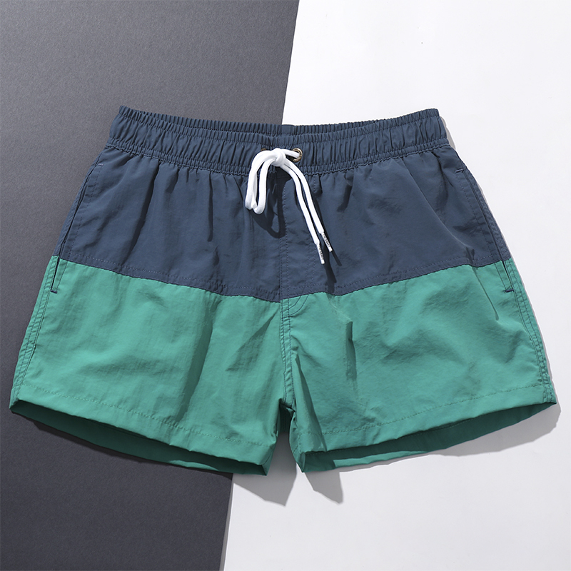 潮牌沙滩裤撞色拼接速干二分沙滩短裤跑步运动健身裤休闲宽松泳裤视频