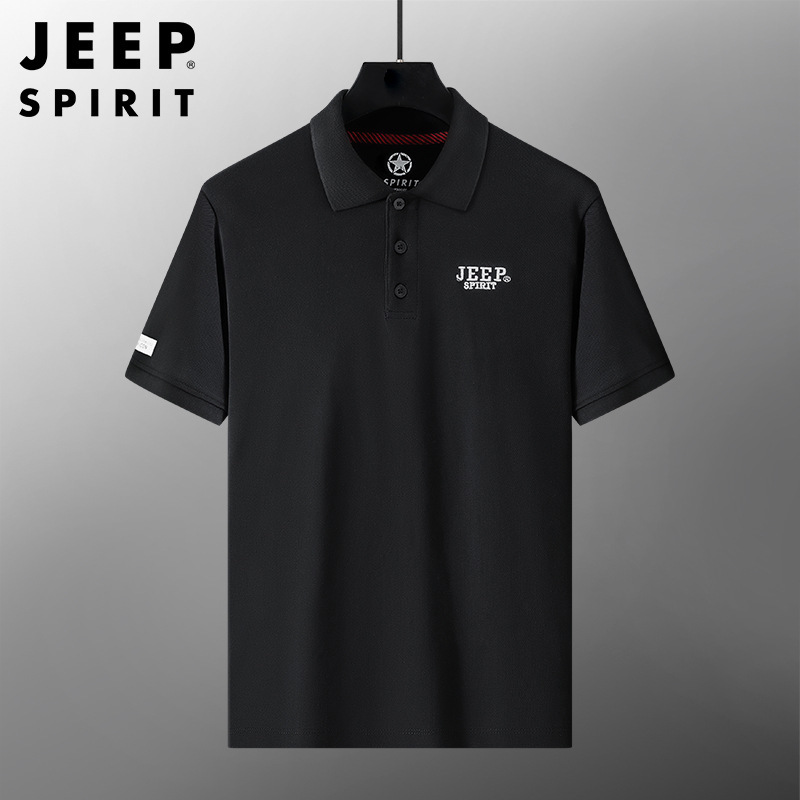 JEEP SPIRIT 夏季男士纯棉Polo衫高端简约刺绣短袖T恤