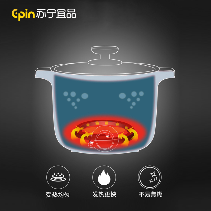 苏宁宜品电煮锅多功能一体家用电火锅电炒锅小型迷你宿舍学生锅寝室蒸煮面小电锅电热锅天空蓝